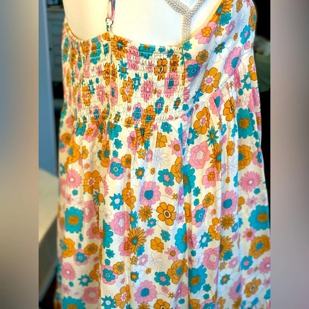 Keep Blooming Multicolor Floral Dress 💙💛💗